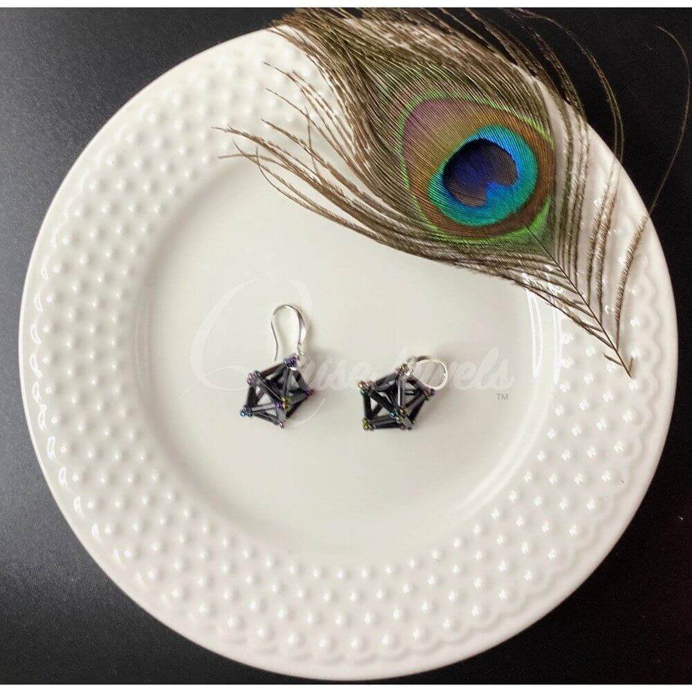 3D Pentagon Earrings with Celestial crystal-QuiseJewels