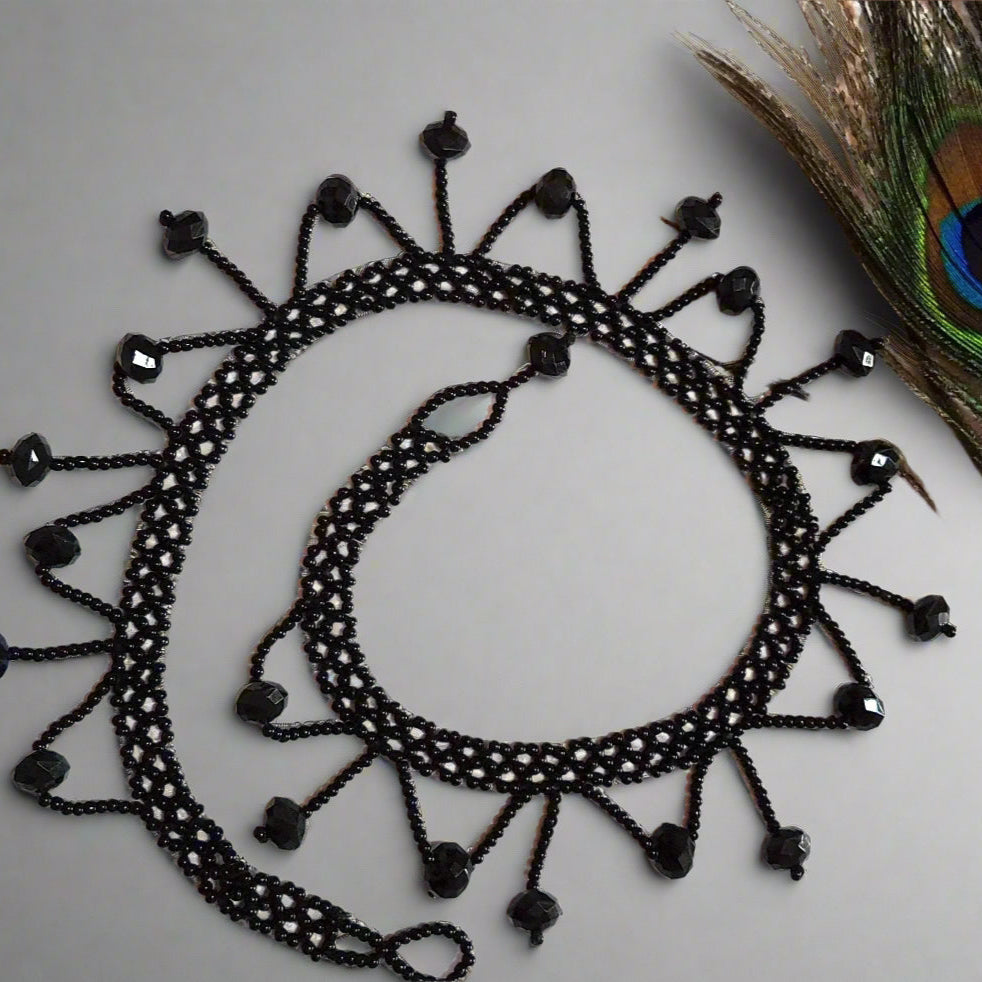 Black Diva net necklace with intricate design
