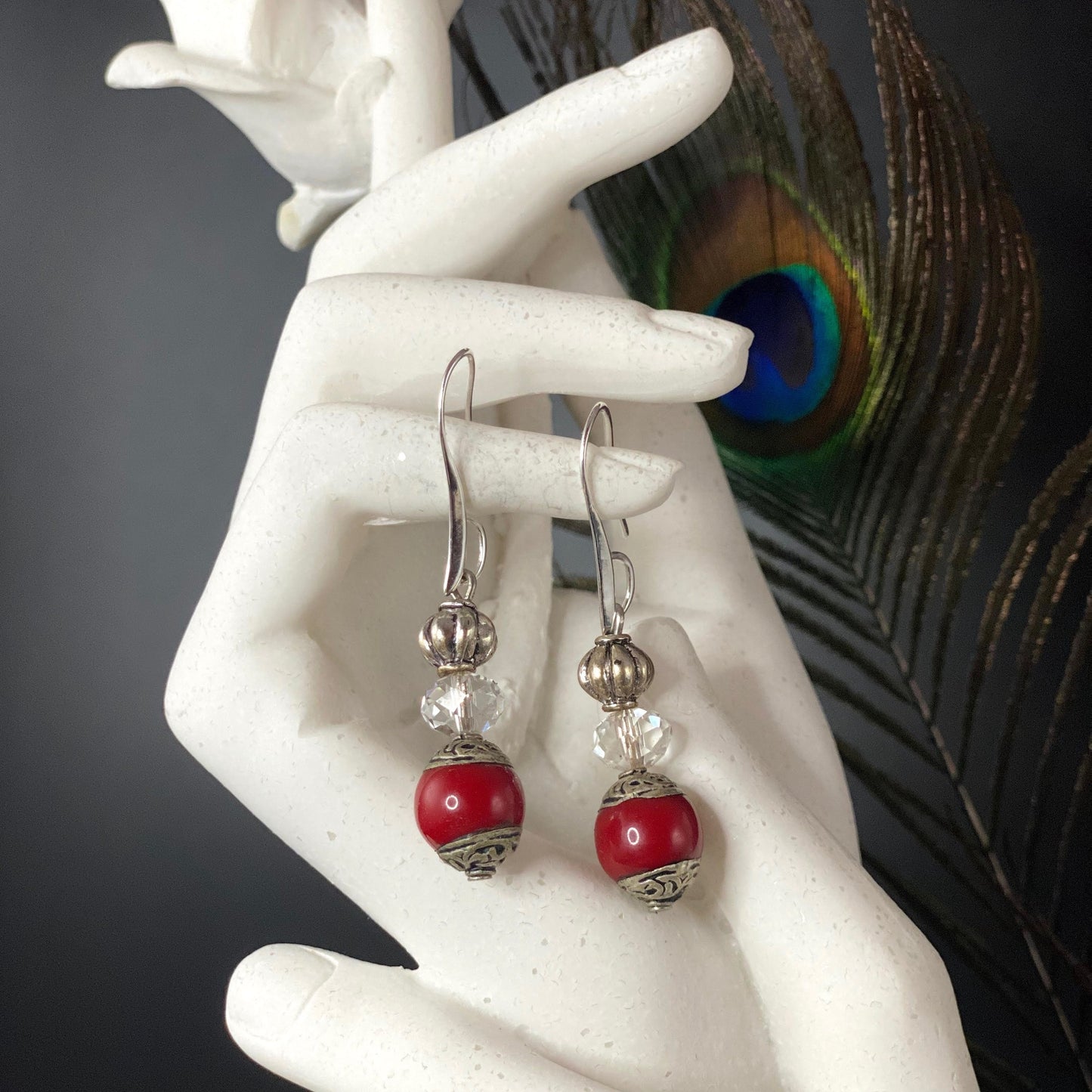 Chimes of Love with Red Jasper Resin Earrings