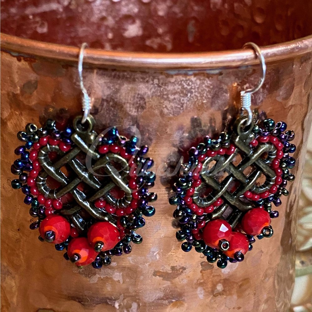 Endless Knot Beaded Component Earrings-QuiseJewels