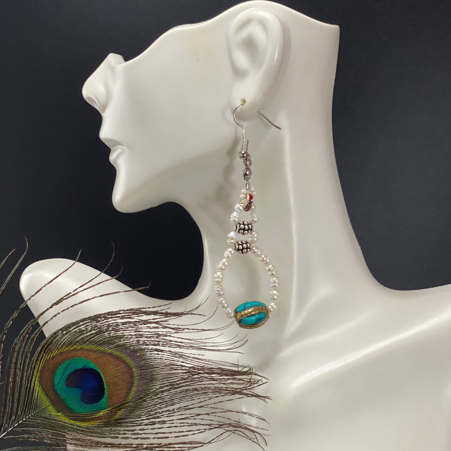 Seed Pearl Tibetan Earrings