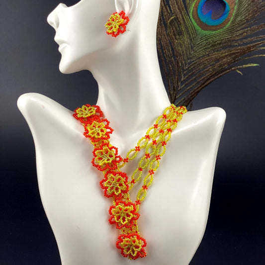 Green and Orange Floral Jewelry