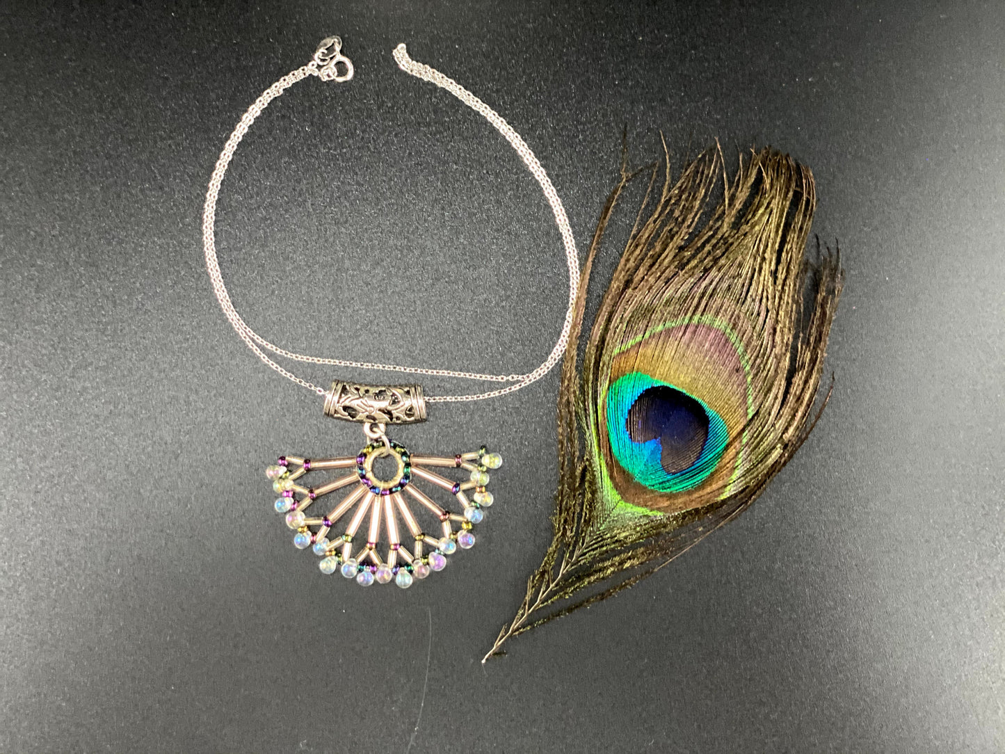 Beaded Half Circle Pendent