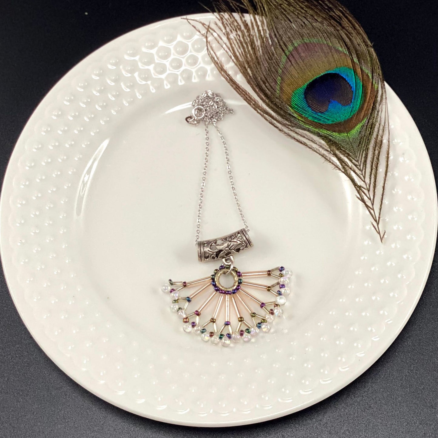 Beaded Half Circle Pendent
