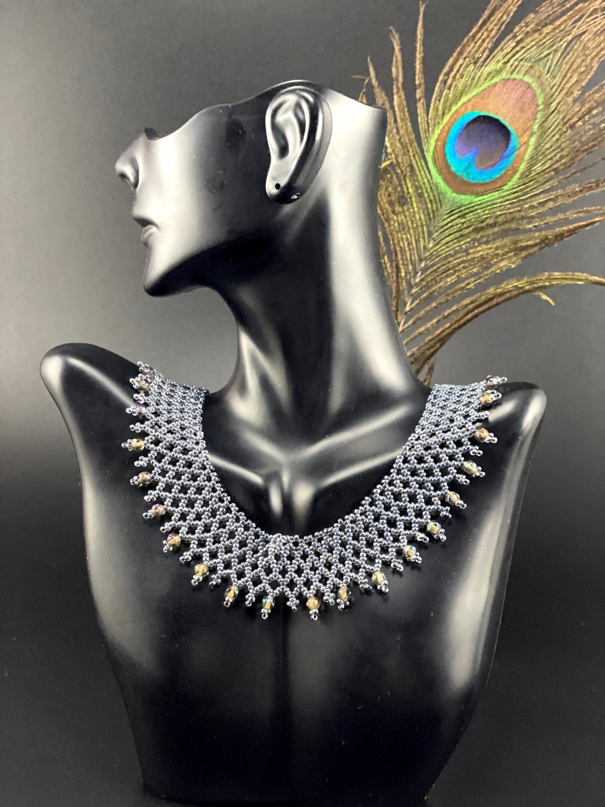 Black net intricate Necklace