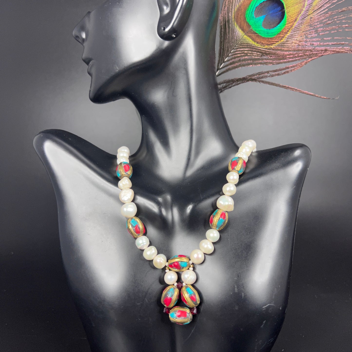 Tibetan and Pearl Necklace