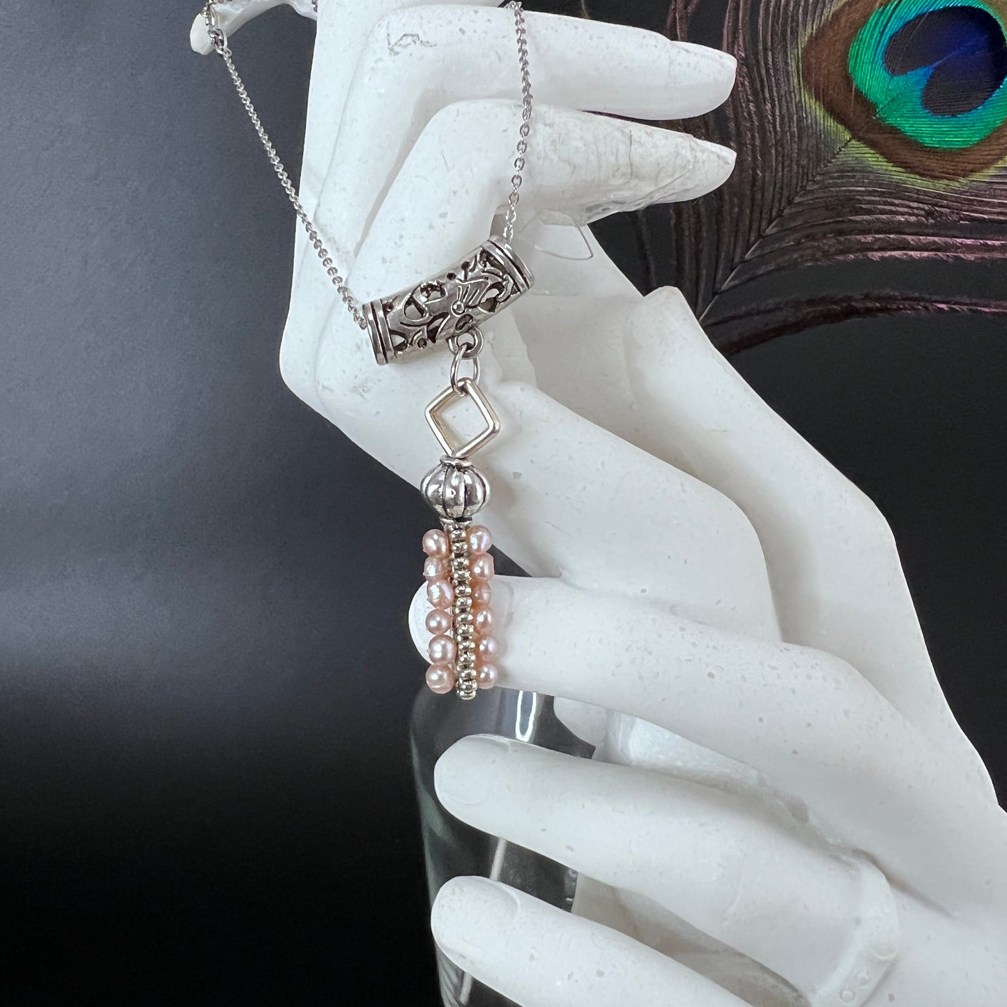 Seed Pearl and pewter Pendant