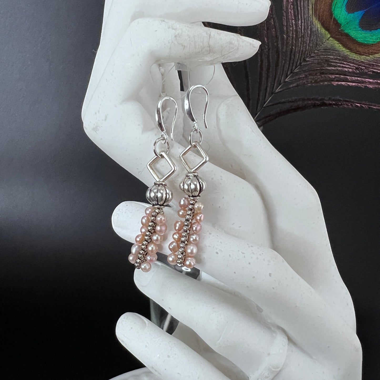 Seed Pearl and pewter Earrings