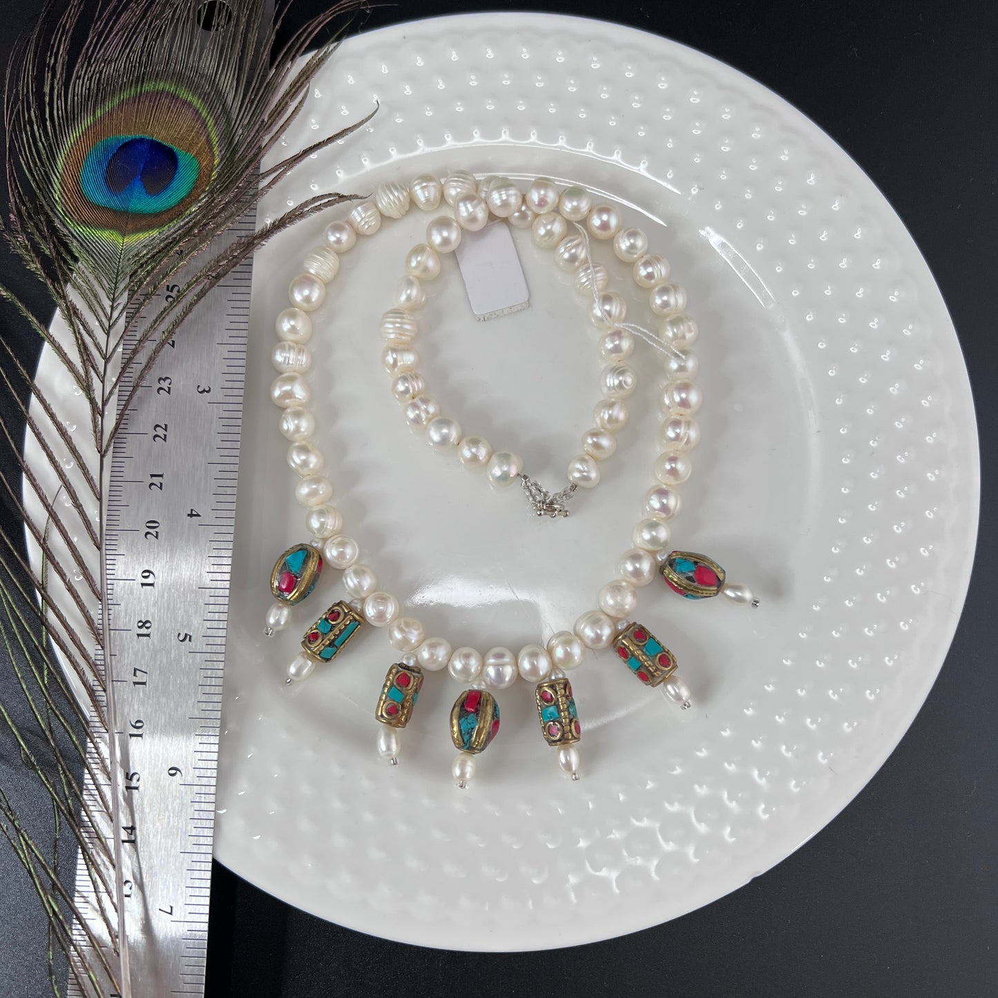 Tibetan and Pearl Necklace