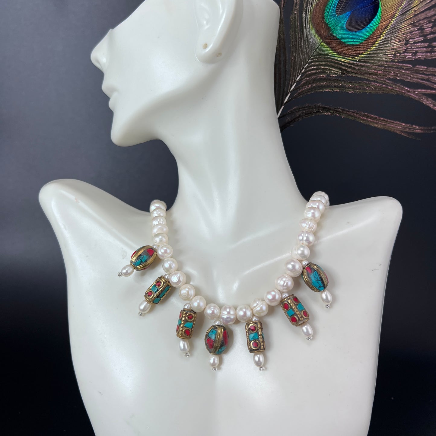 Tibetan and Pearl Necklace