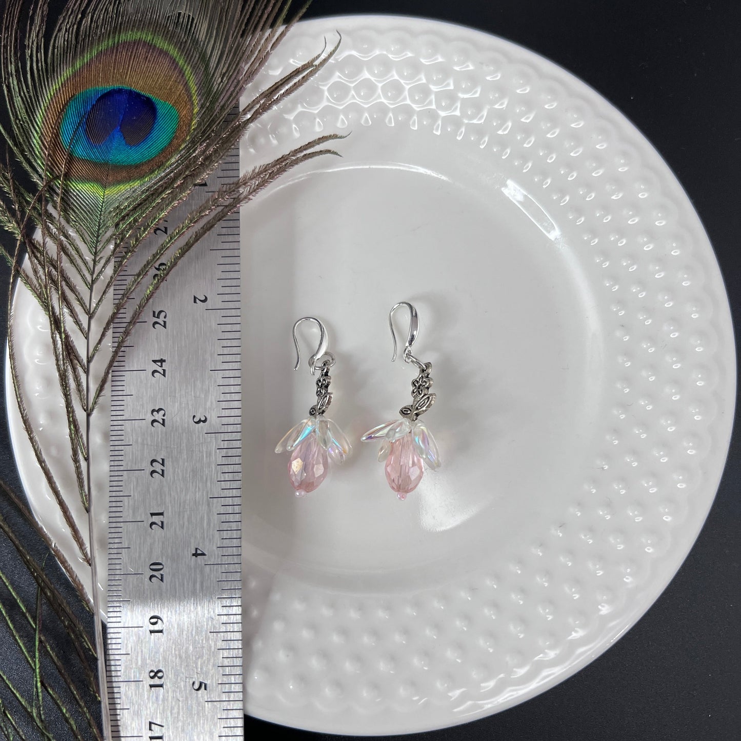 Pink Crystal Flower Earrings