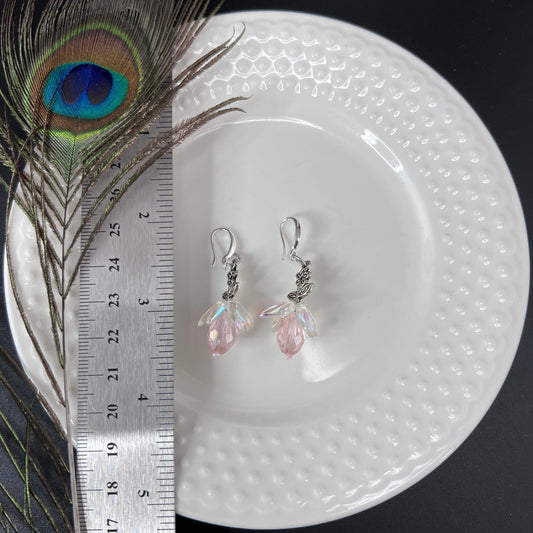 Pink Crystal Flower Earrings