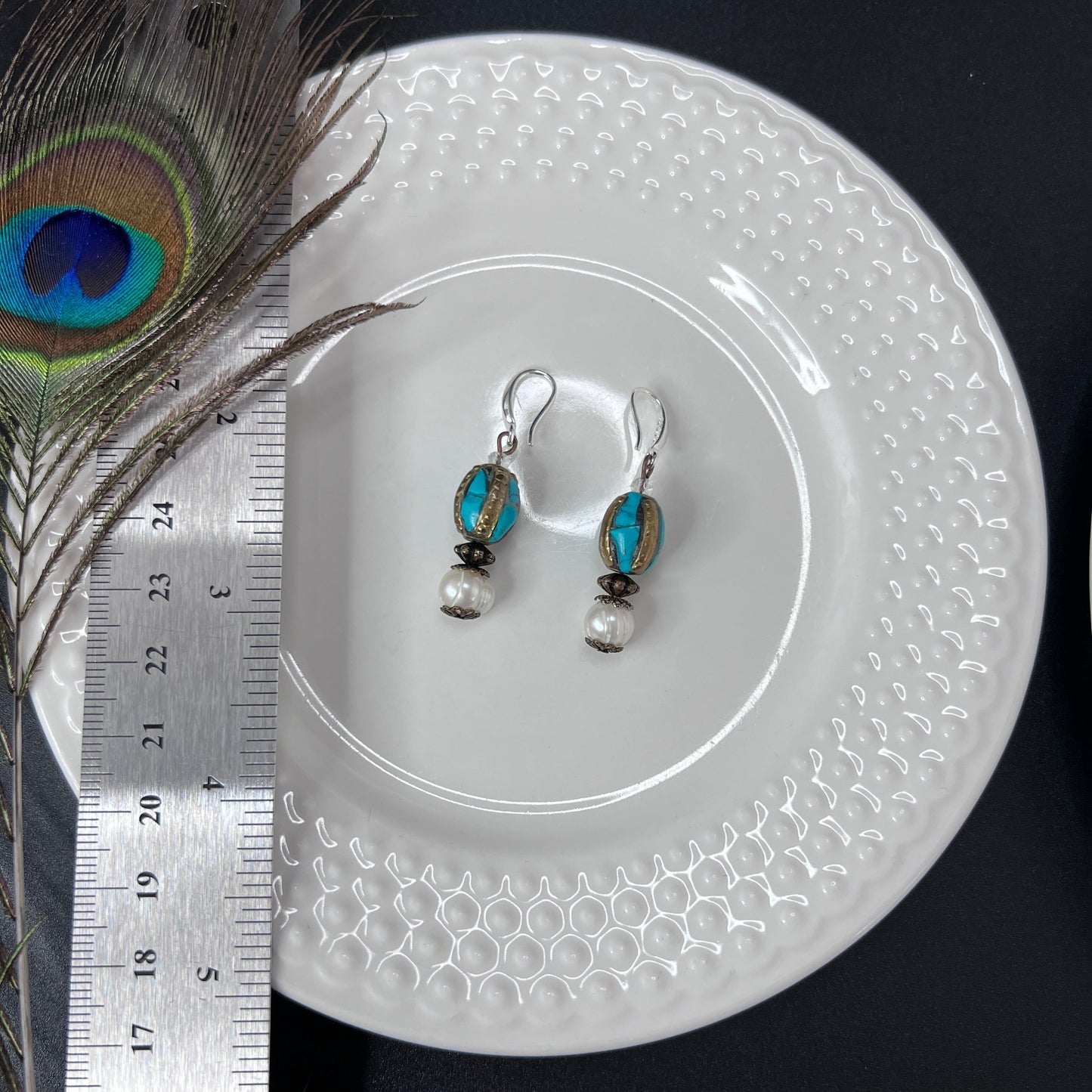 Tibetan and Pearl Earrings