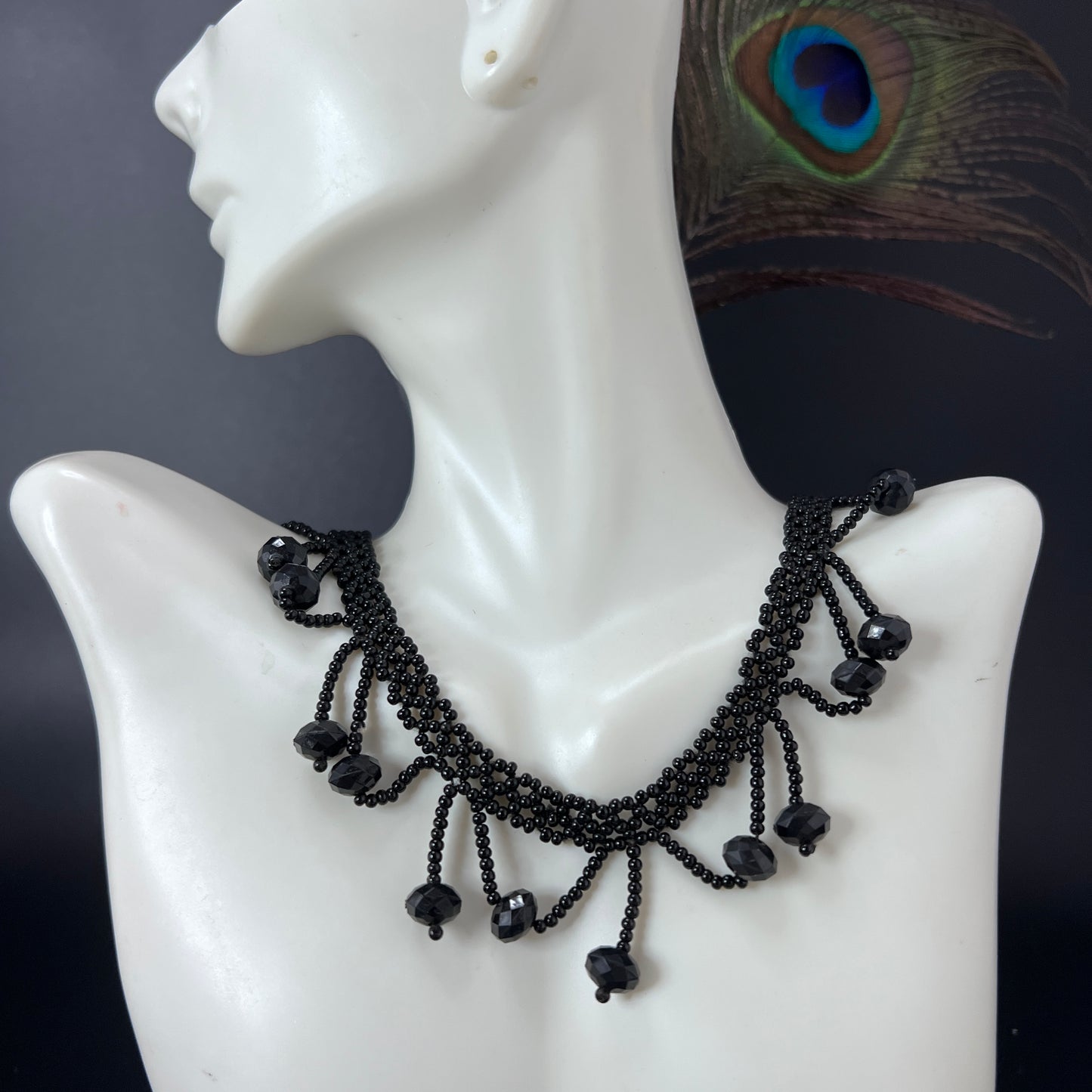 Black Diva net necklace with intricate design