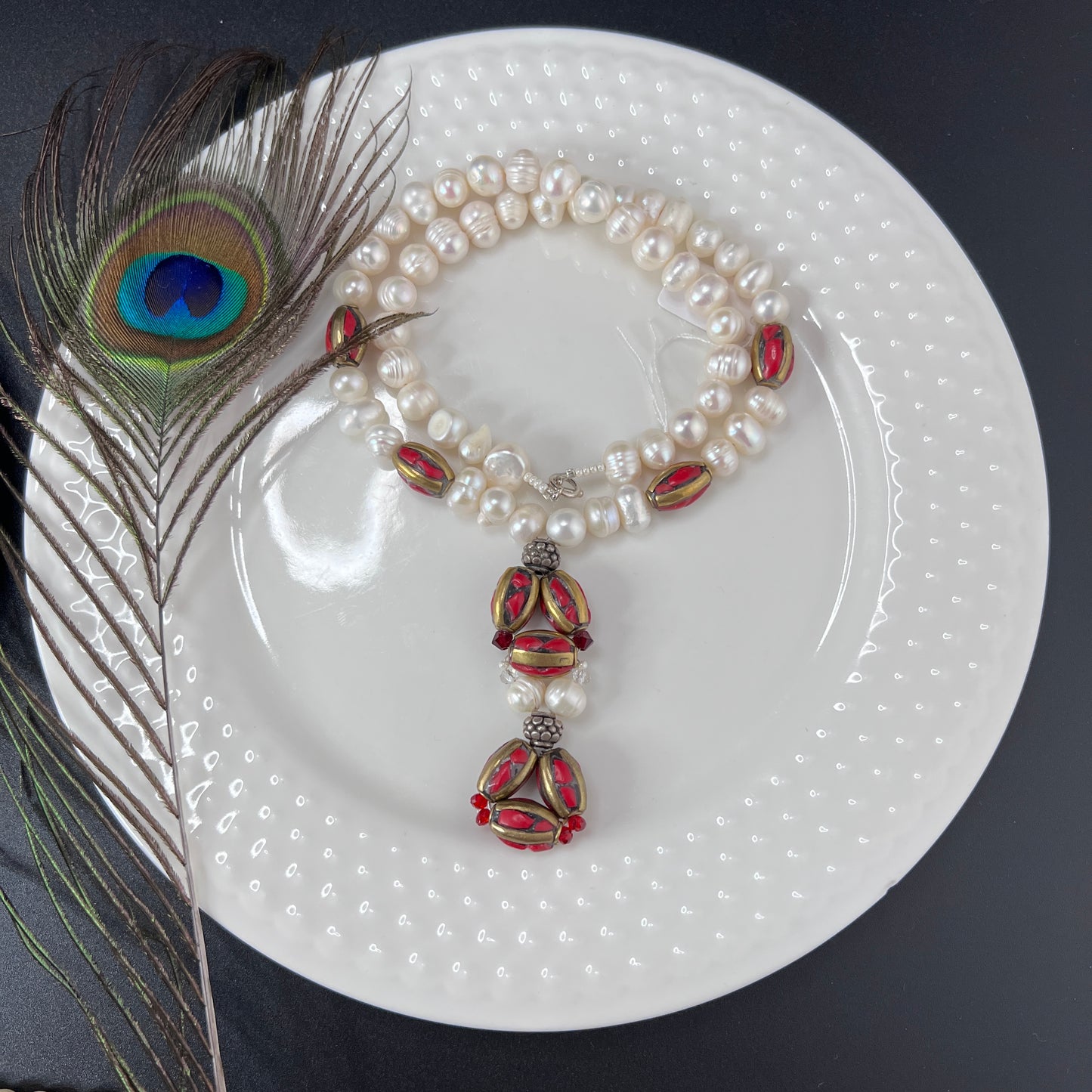 Tibetan and Pearl Necklace