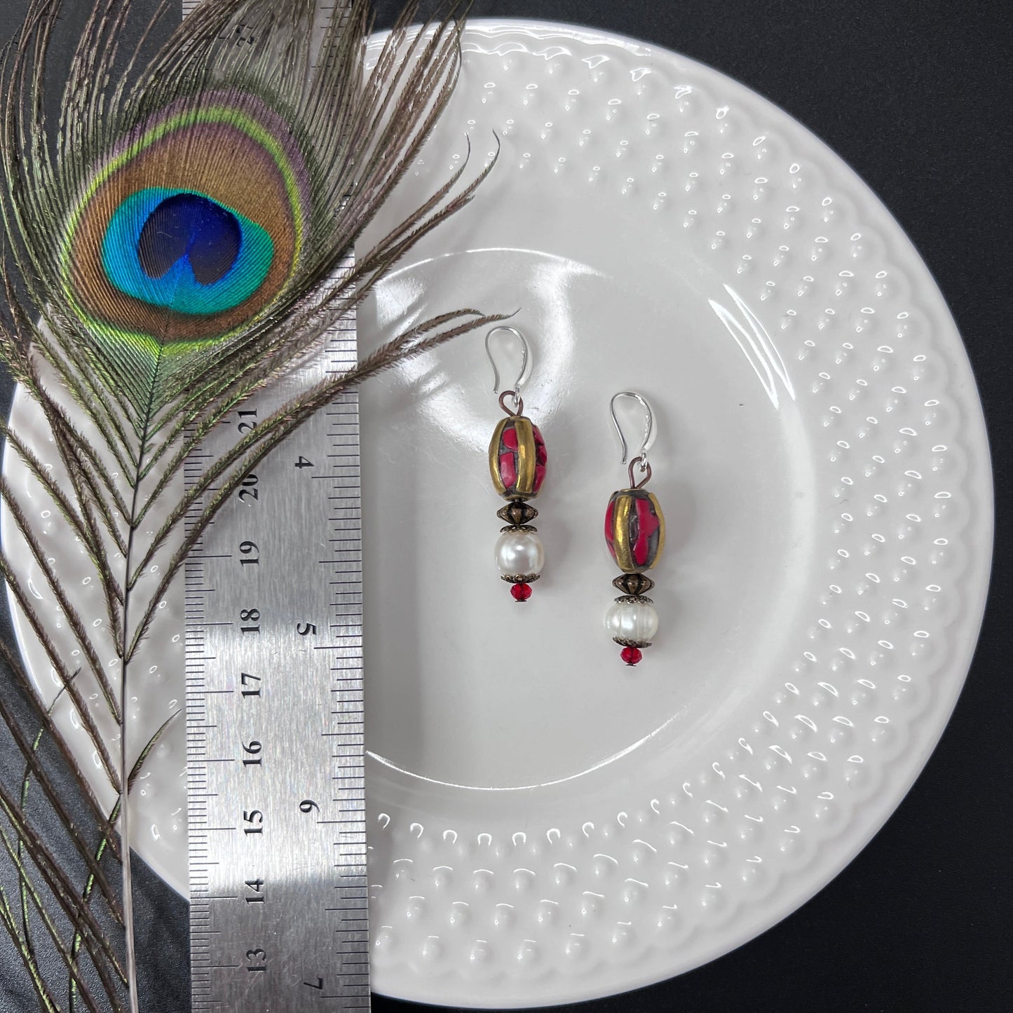 Tibetan and Pearl Earrings