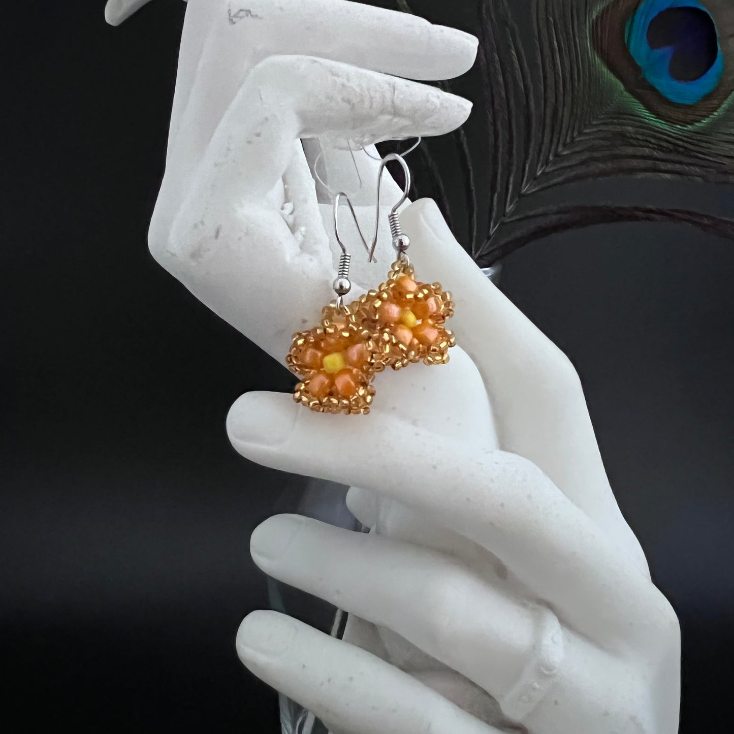 Cute Tiny Orange Flower Earrings