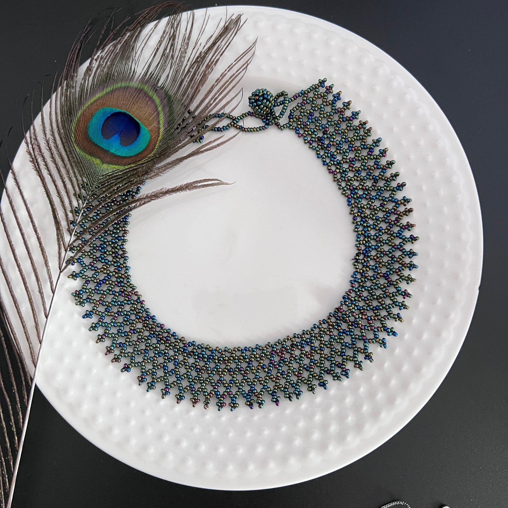 Black net intricate Necklace