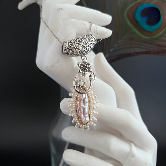 Victorian Style Bridal Single Pearl Pendant