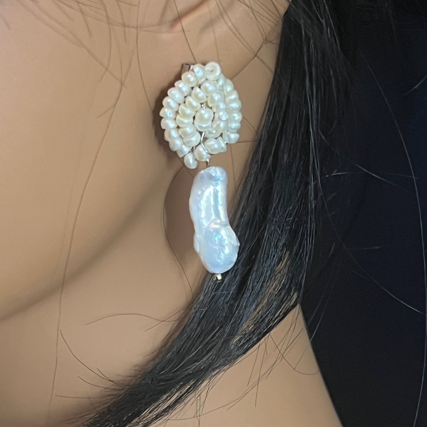 Keshi and Seed Pearl Earring and Pendant Set