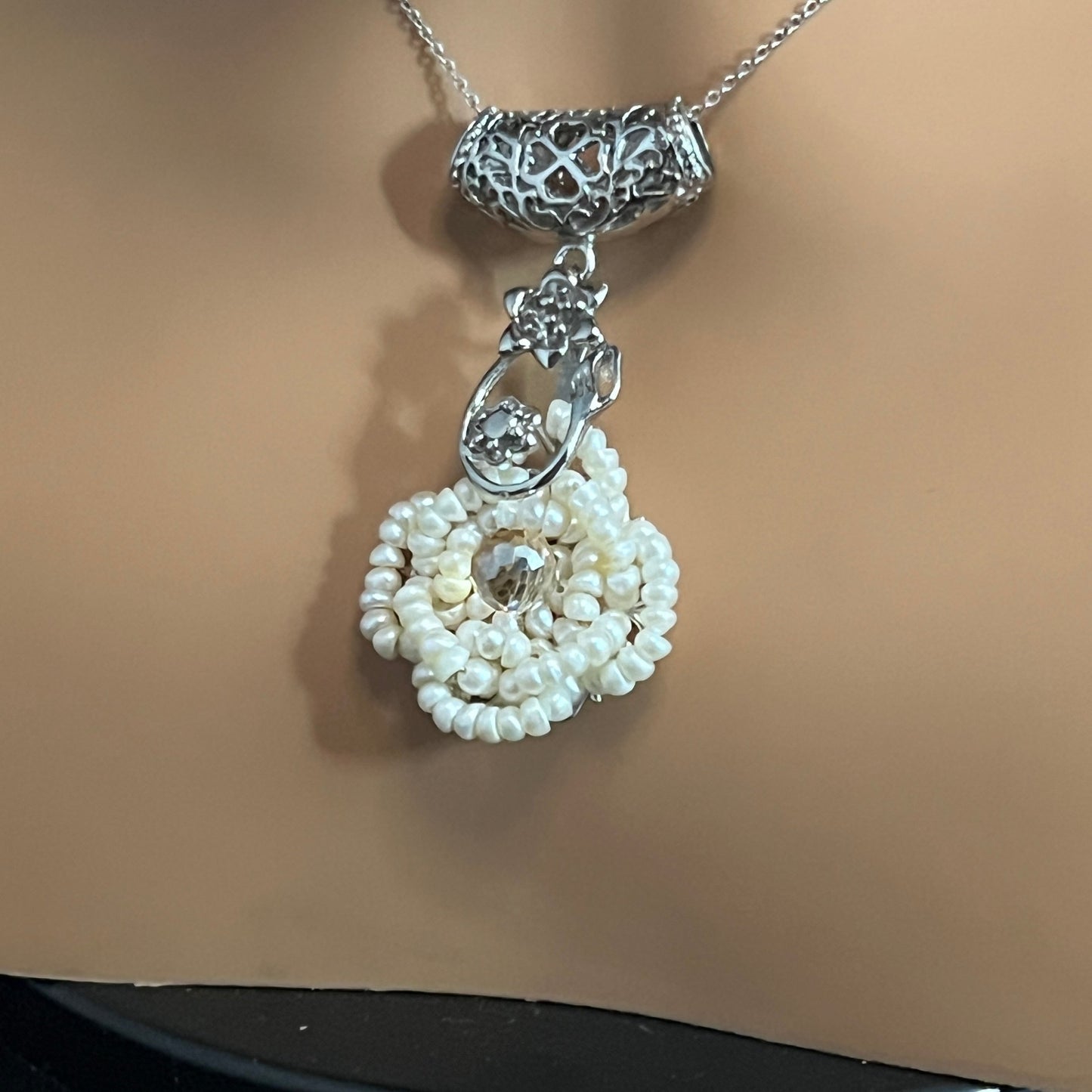 Keshi and Seed Pearl Earring and Pendant Set