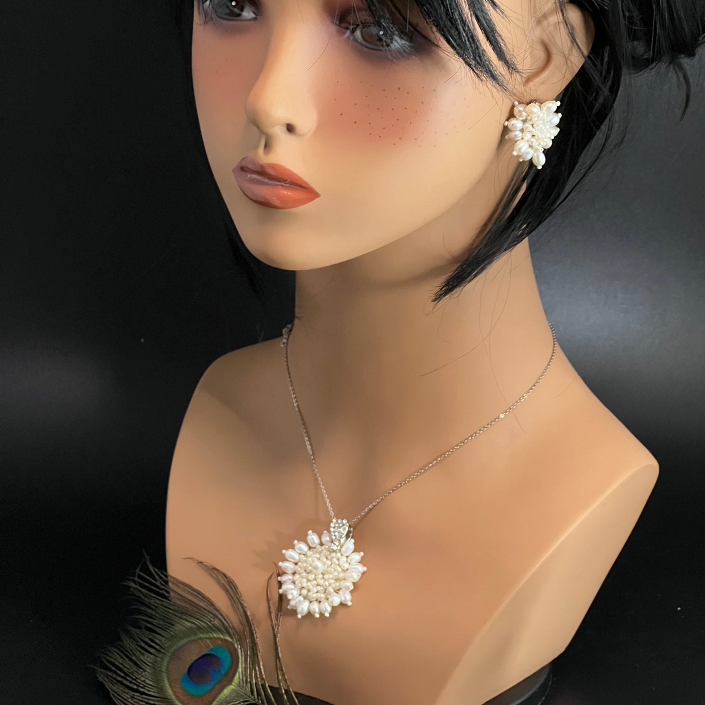 Seed Pearl Earring and Pendant Set