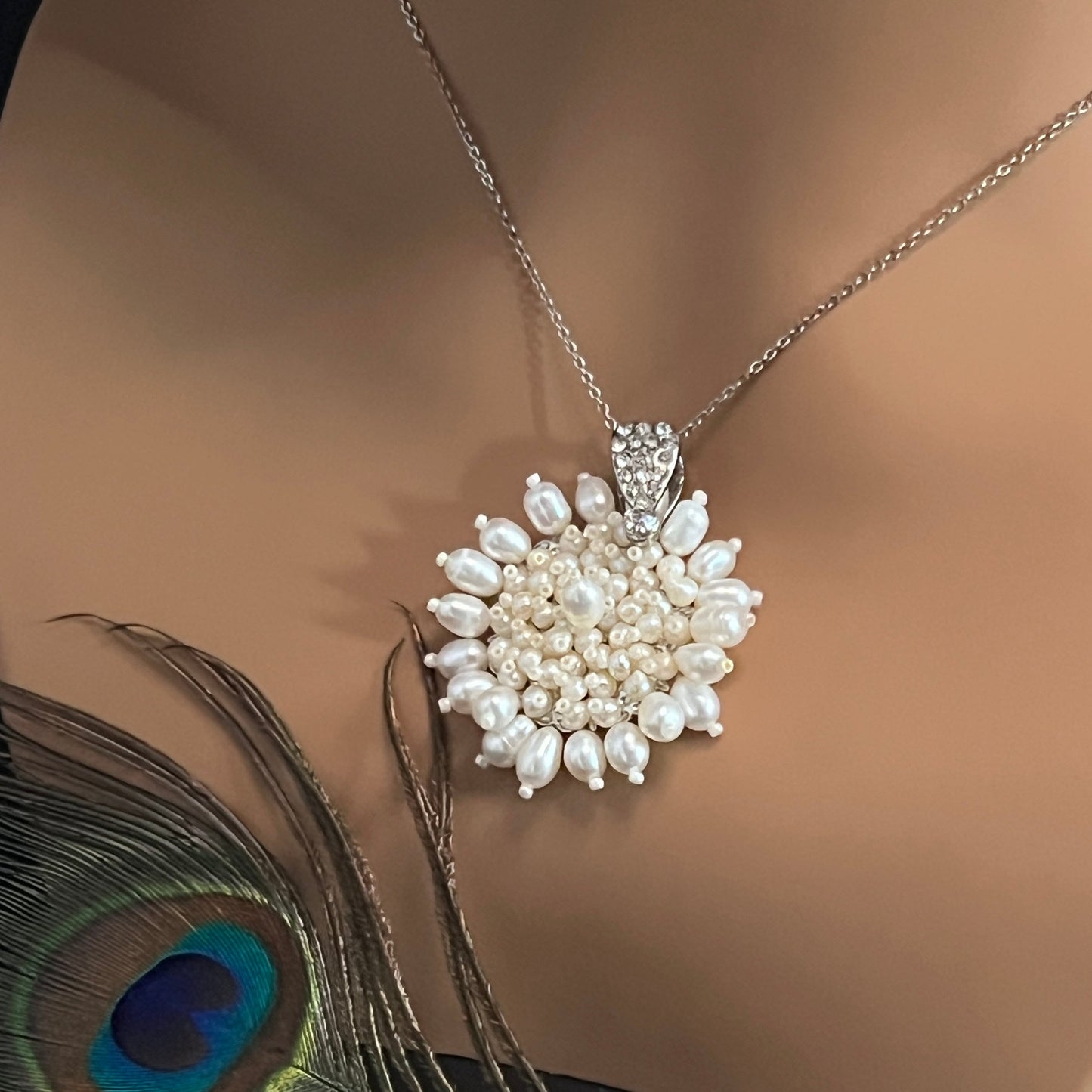 Seed Pearl Earring and Pendant Set