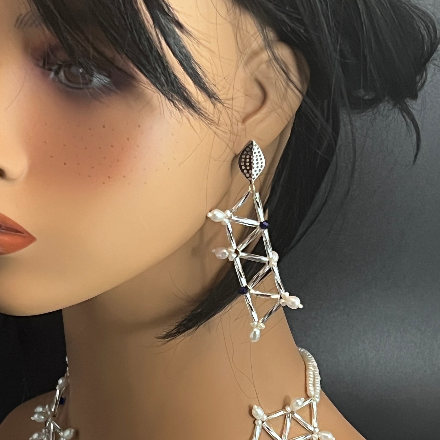Geometric Bridal Necklace and Earring Set