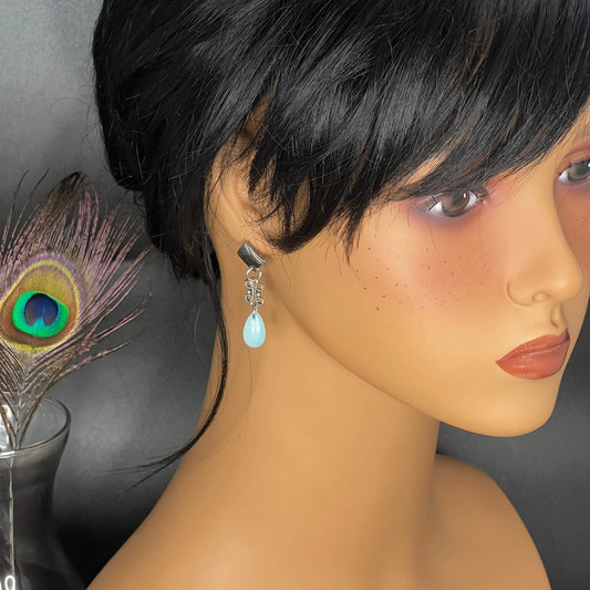 Colorful Pewter Tear Drop earrings