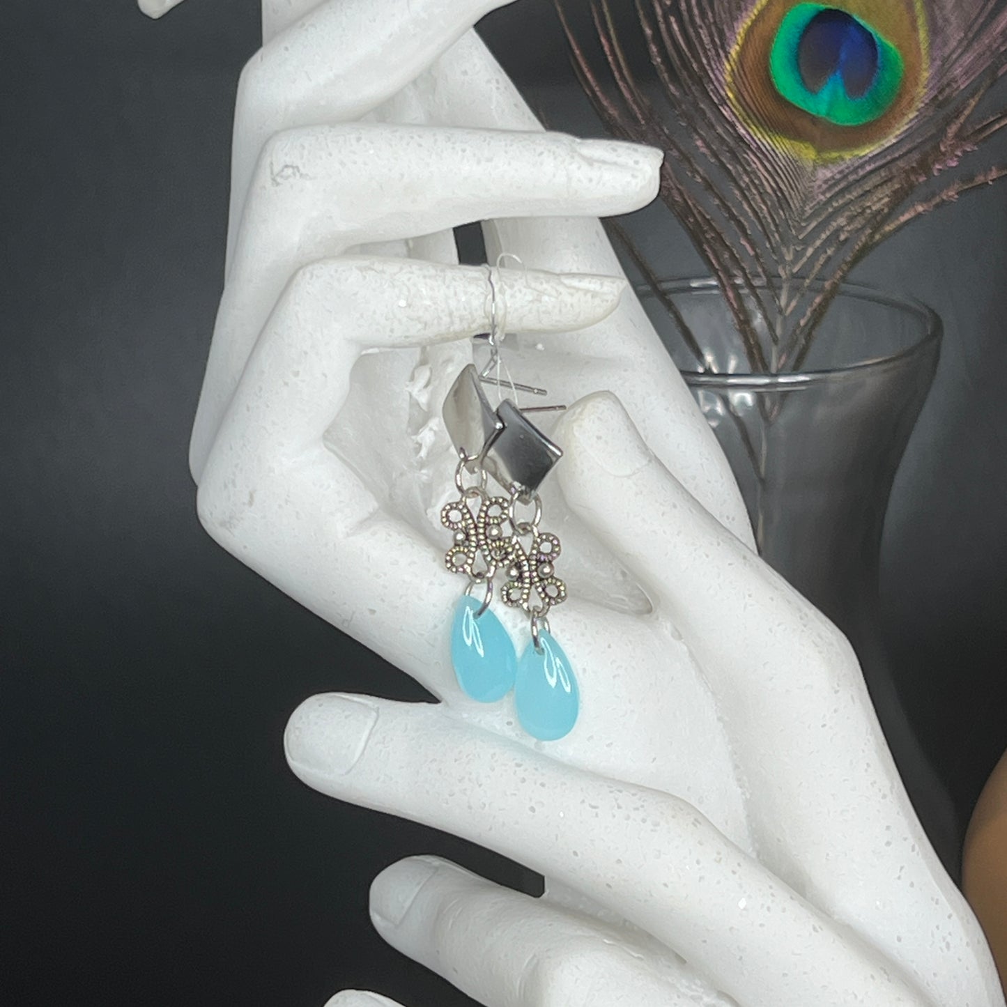 Crystal Drop Circle Earrings