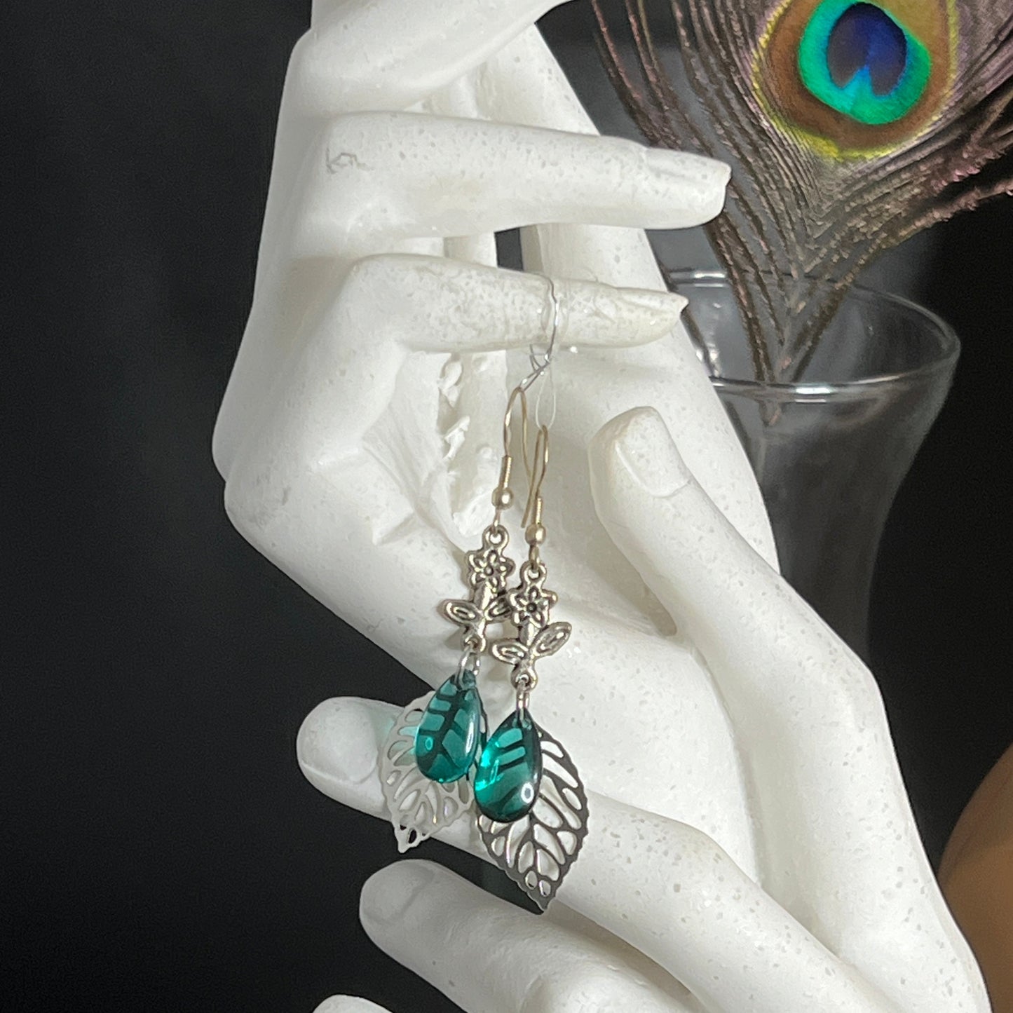 Colorful Tear Drop and Leaf earrings