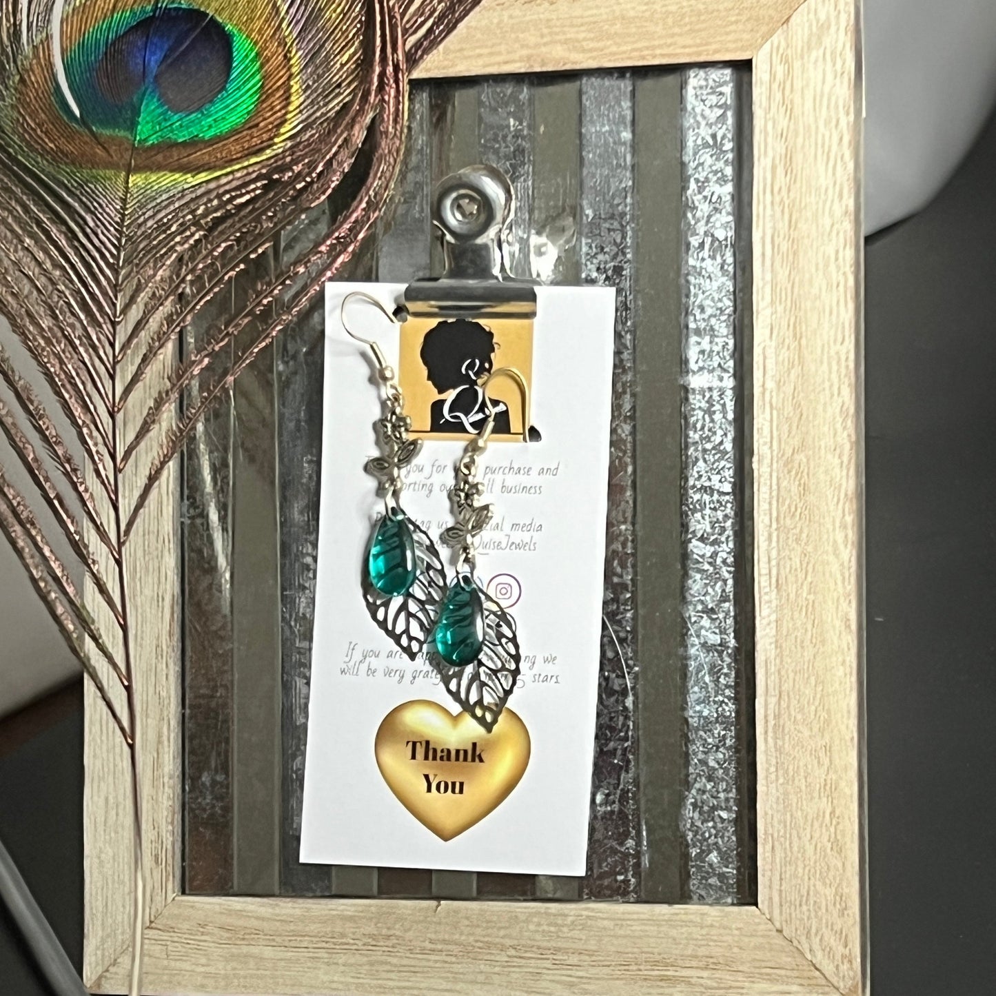 Colorful Tear Drop and Leaf earrings