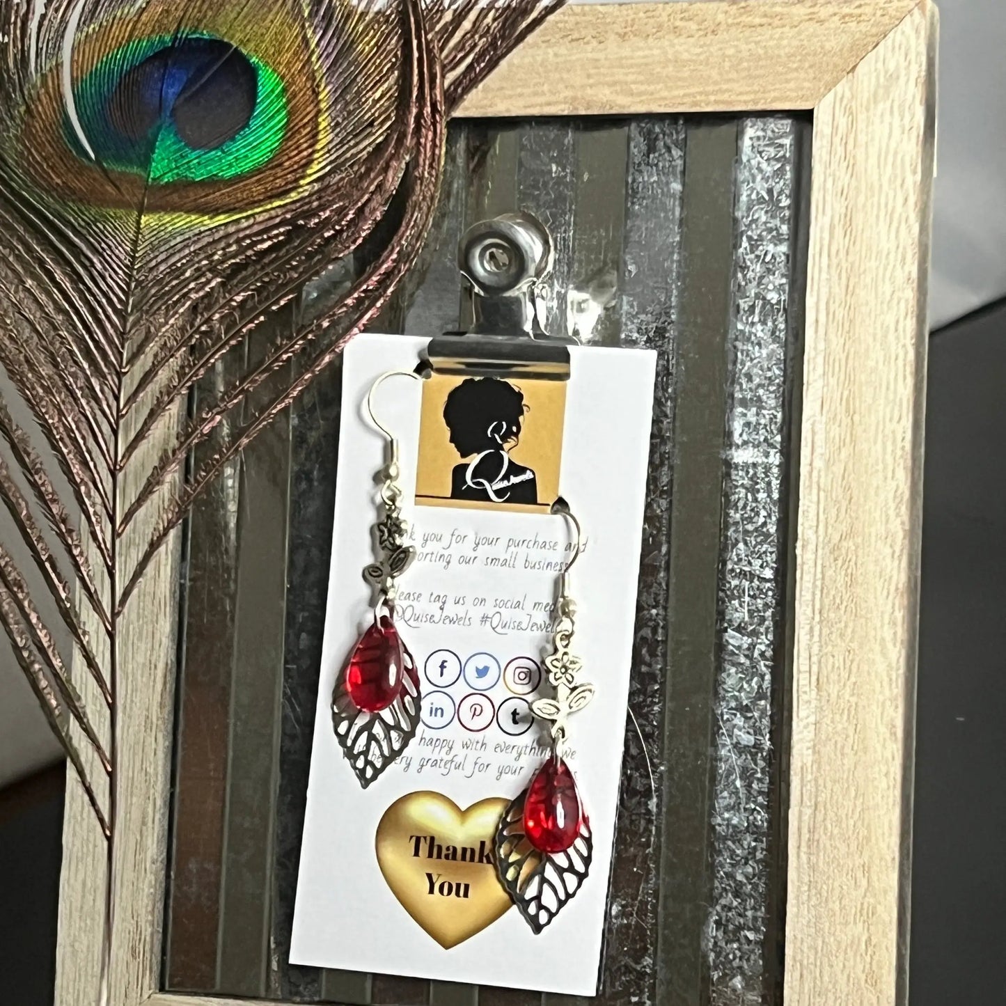 Colorful Tear Drop and Leaf earrings