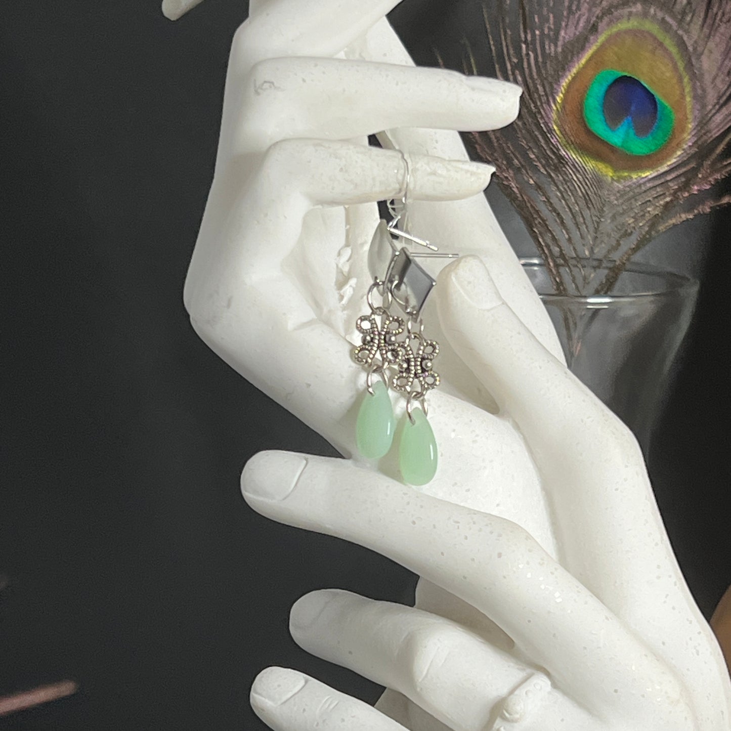 Colorful Pewter Tear Drop earrings