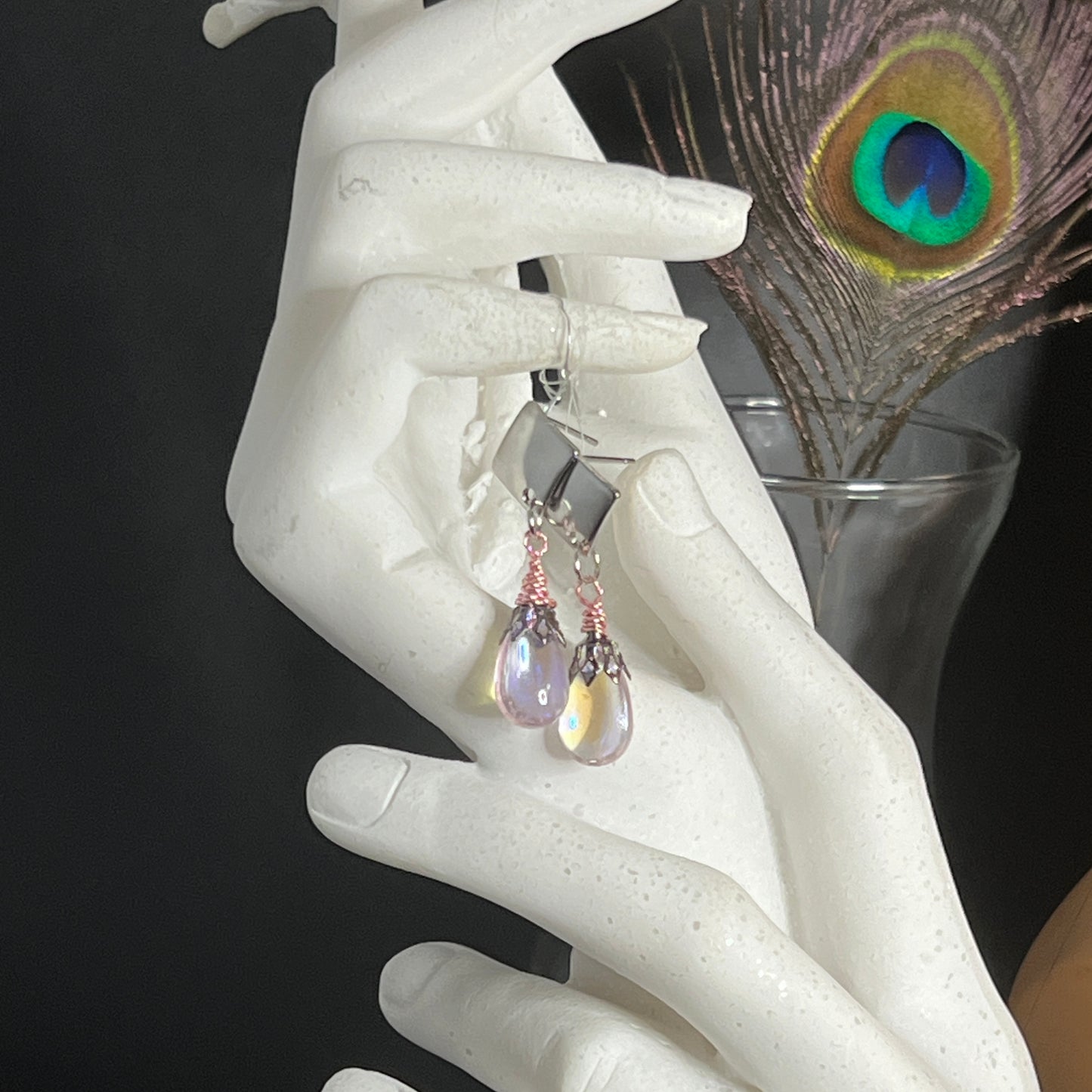 Colorful Pewter Tear Drop earrings