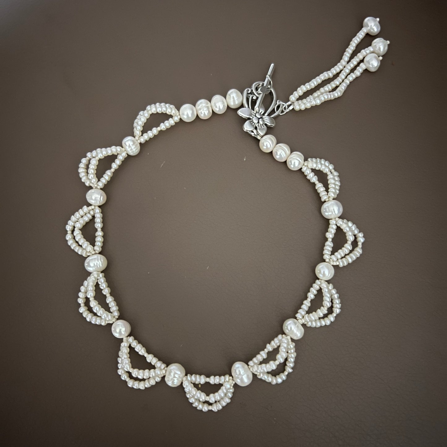 Frill Pearl Bridal with back Pendant Jewelry Set