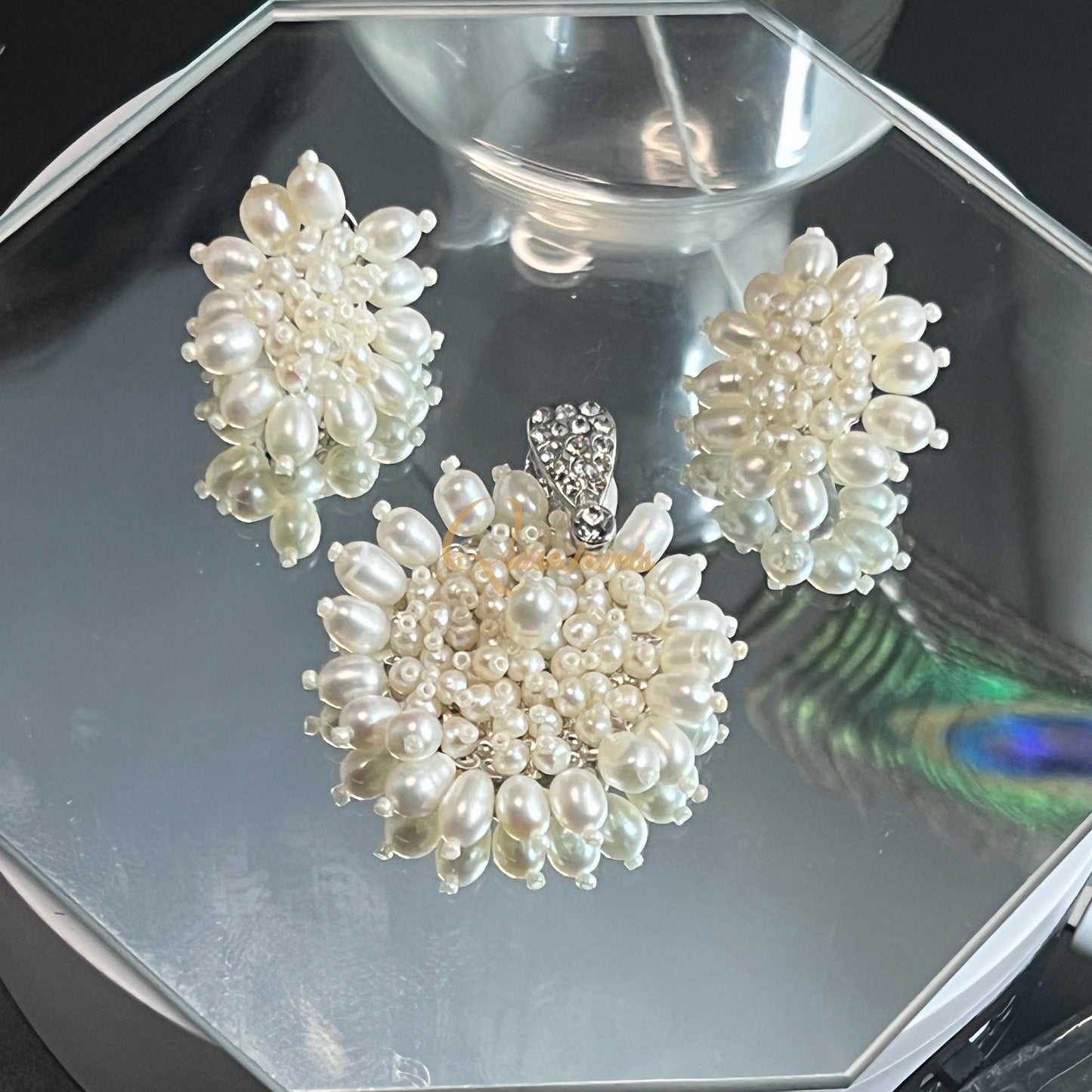 Seed Pearl Earring and Pendant Set