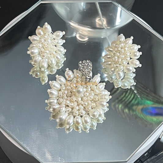 Seed Pearl Earring and Pendant Set