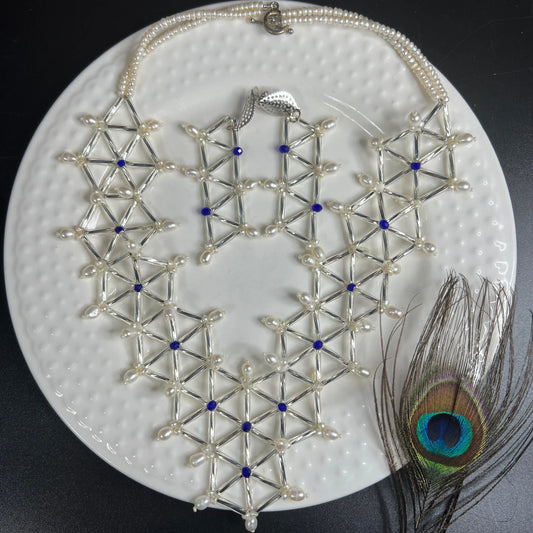 Geometric Bridal Necklace and Earring Set