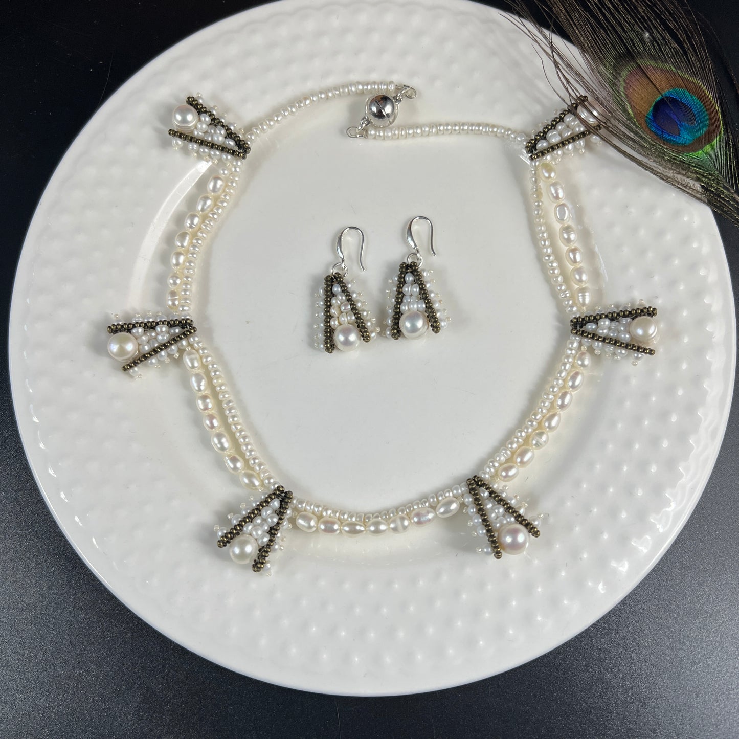 Antique Layered Pearl Jewelry Set