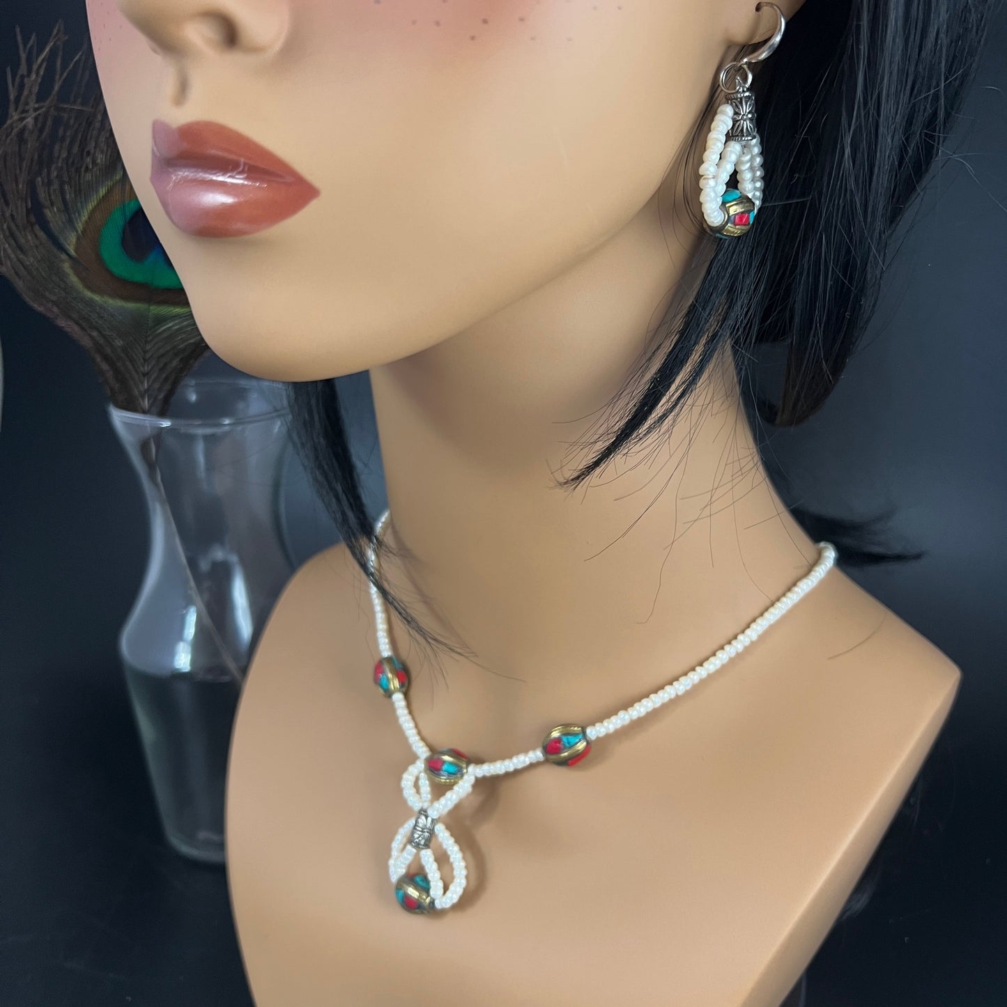 Seed Pearl and Tibetan Jewelry Set