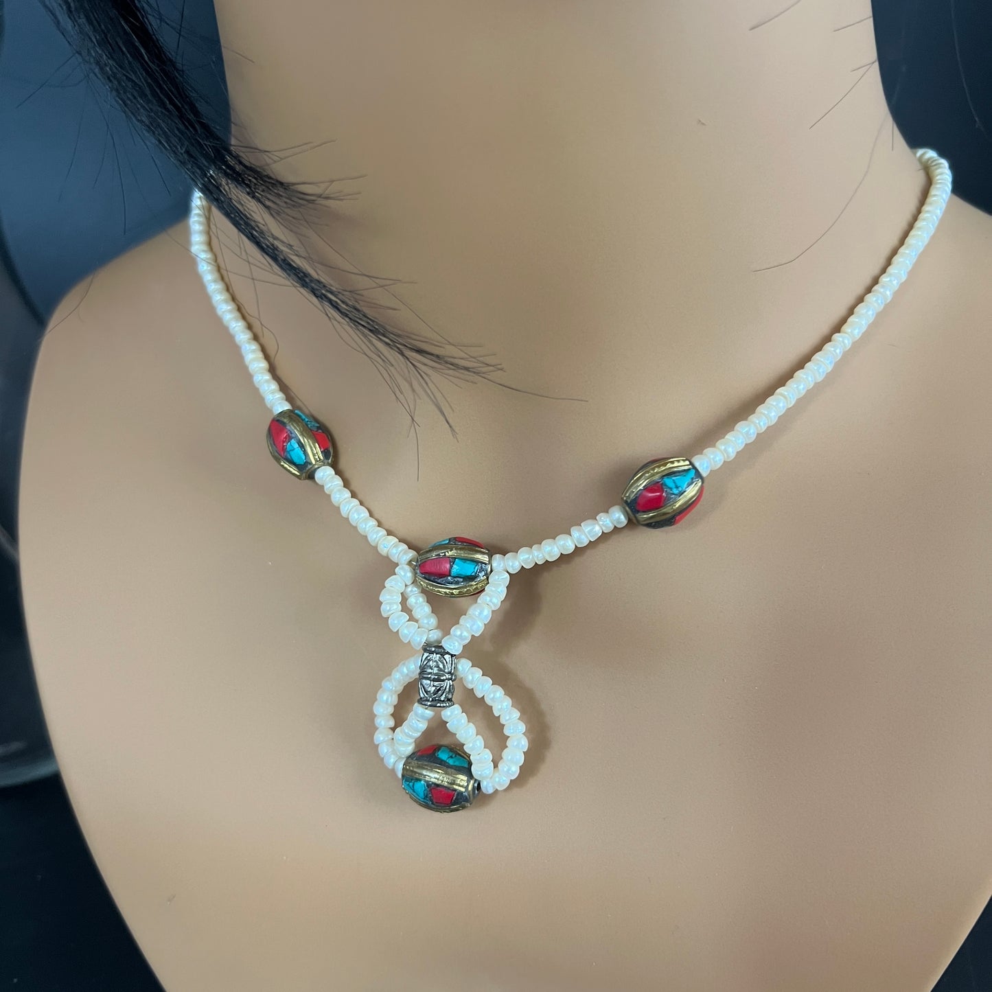 Seed Pearl and Tibetan Necklace
