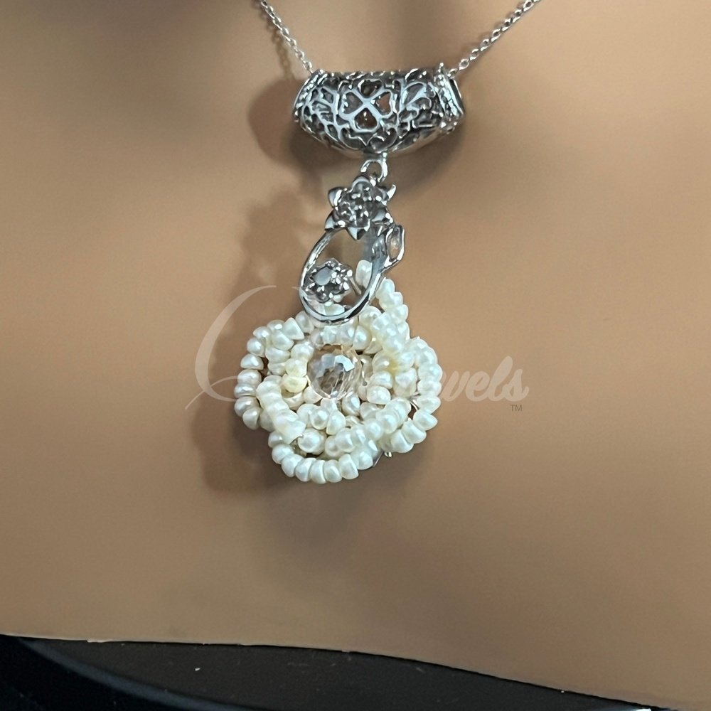 Keshi and Seed Pearl  Earring and Pendant Set-QuiseJewels