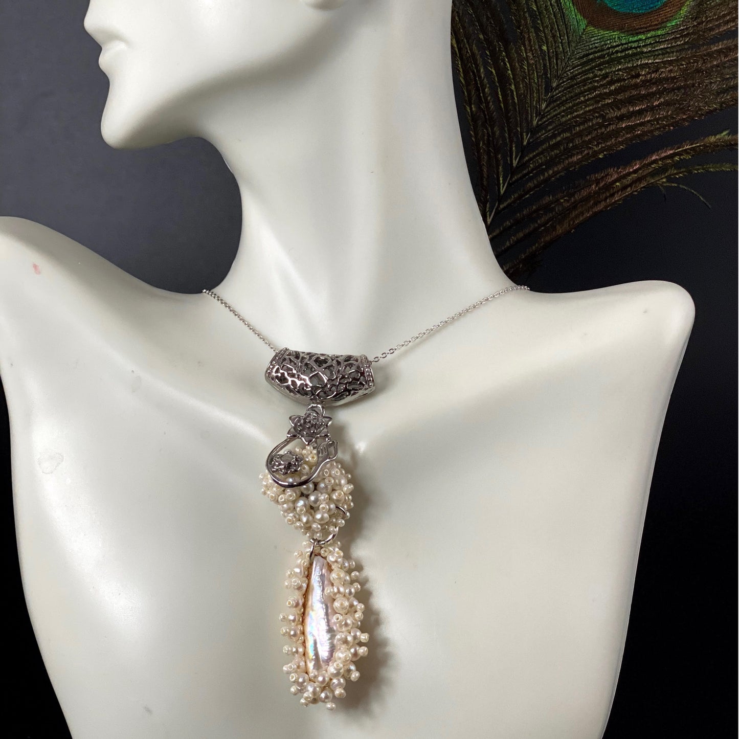 Victorian Style Bridal Pearl Pendant