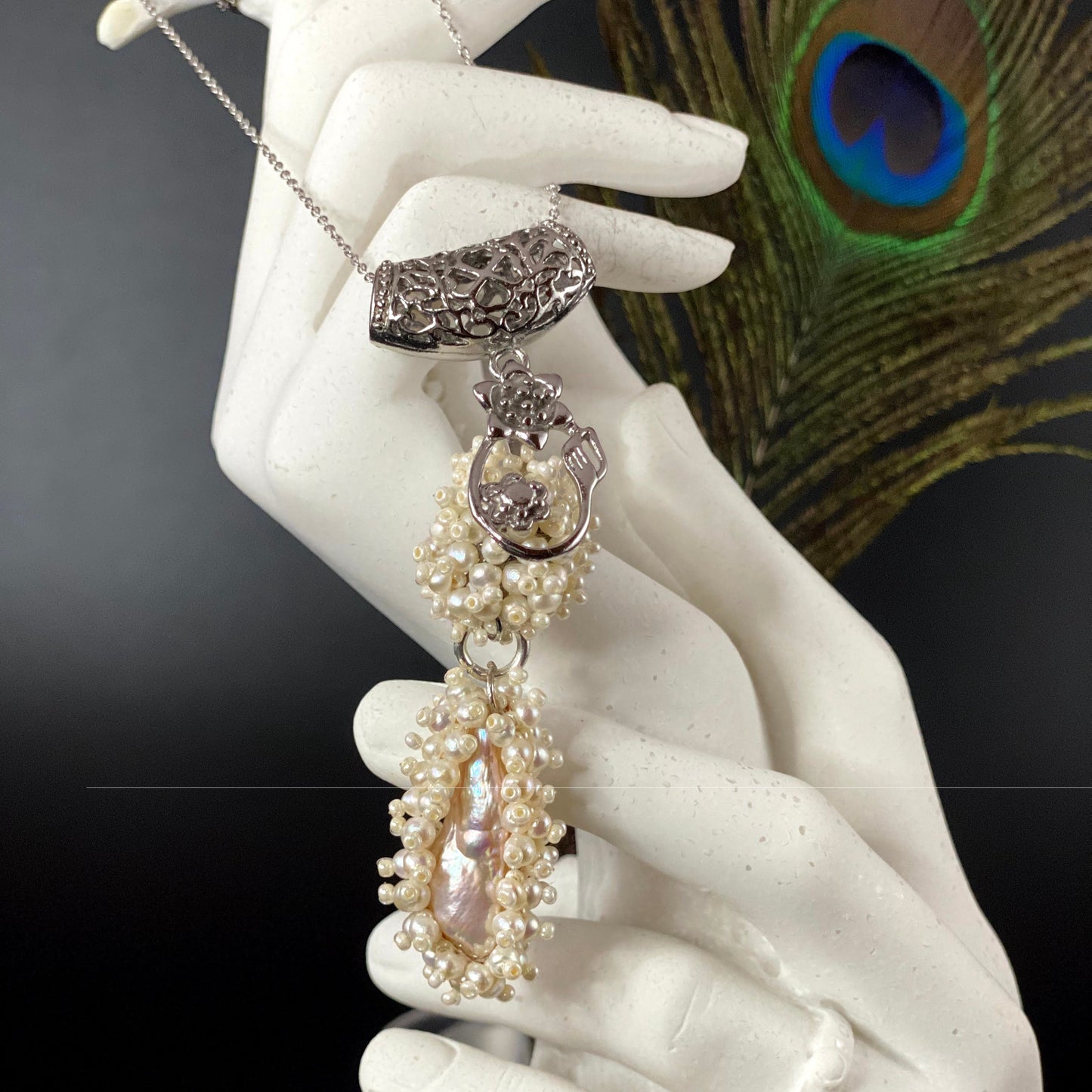 Victorian Style Bridal Pearl Pendant