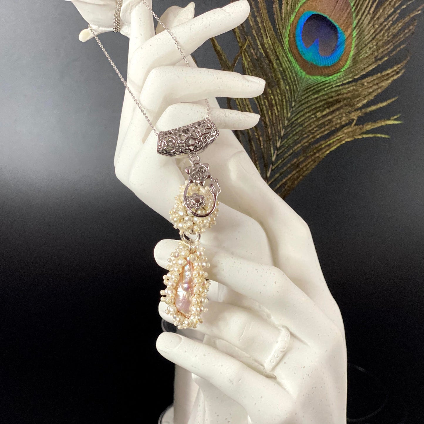 Victorian Style Bridal Pearl Pendant