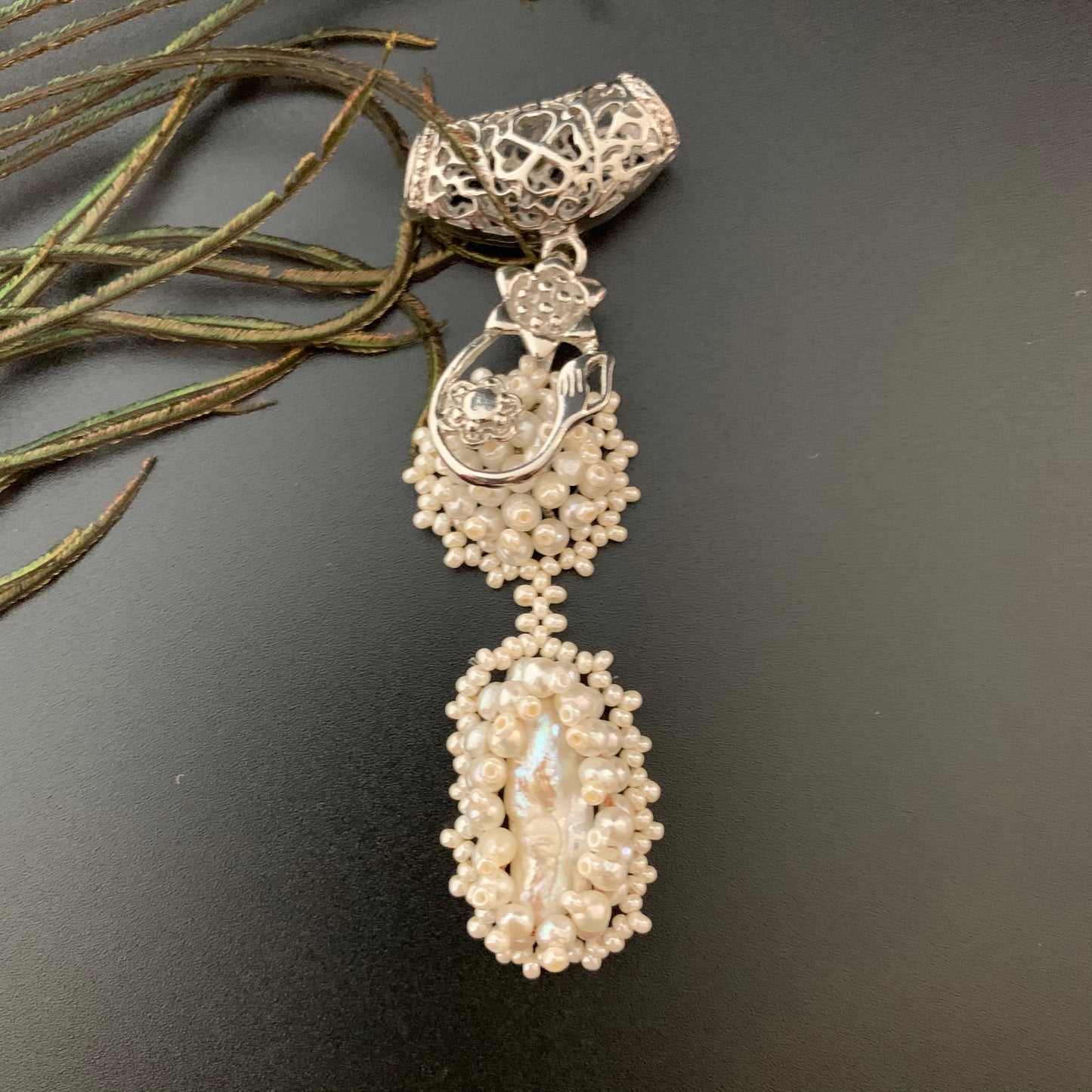 Victorian Style Bridal Pearl Pendant