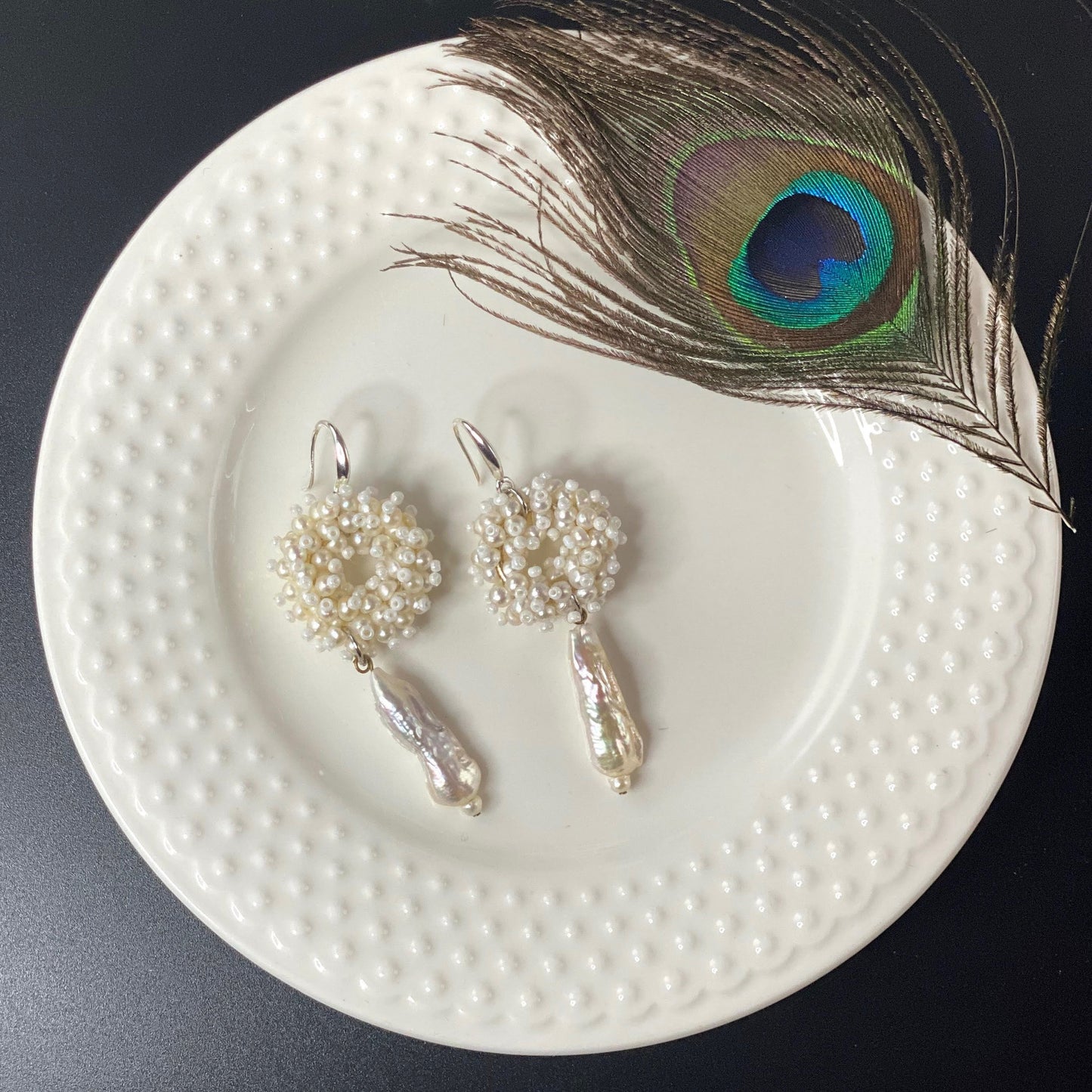 Victorian Style Pearl circle Earrings