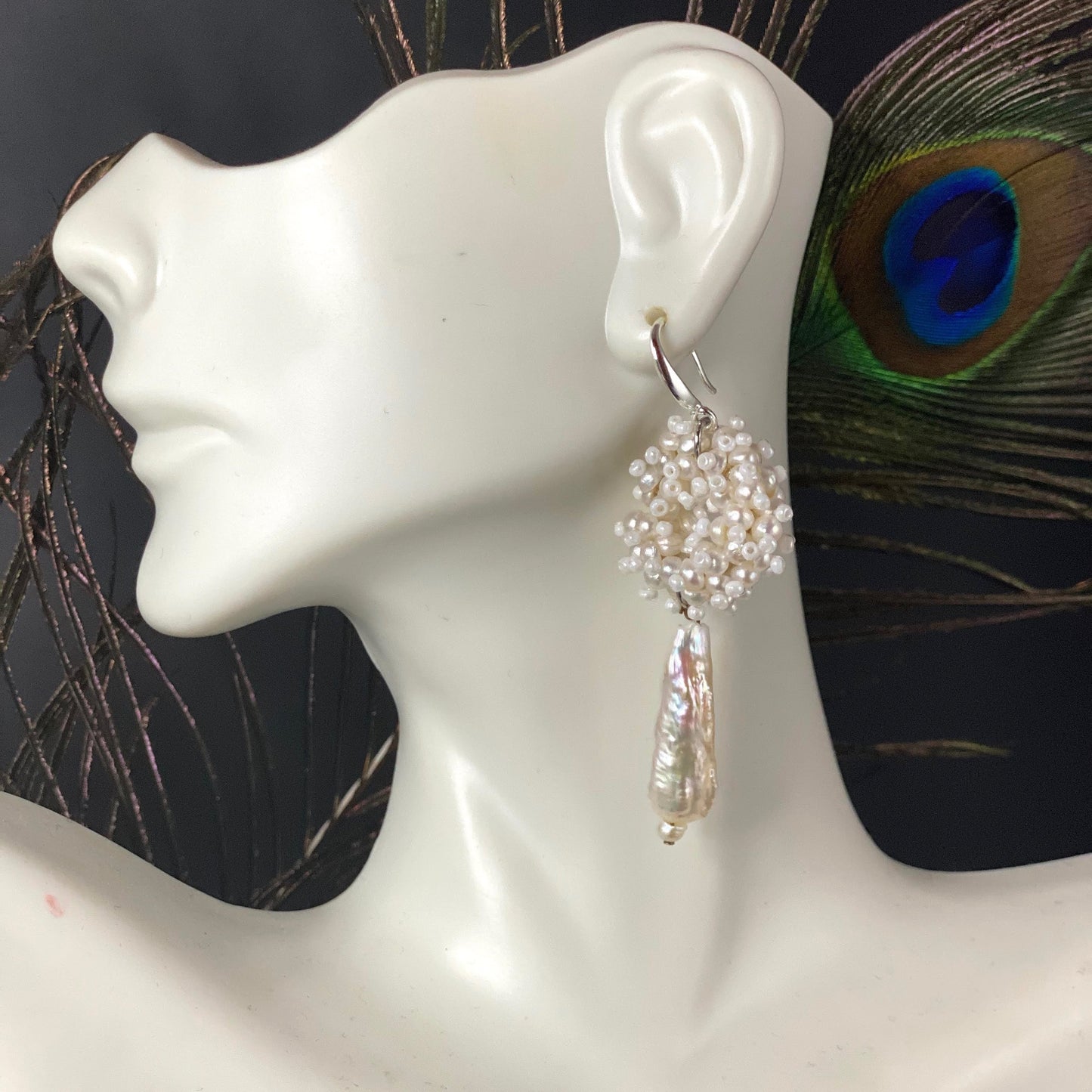 Victorian Style Pearl circle Earrings