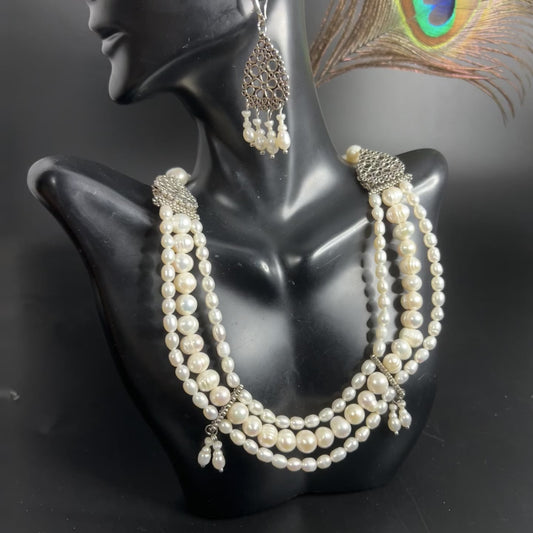 Layered Pearl Jewelry Set – Classic Elegant Bridal Look